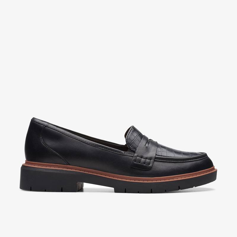 Black Leather Clarks Westlynn Ayla | CLKS-85373