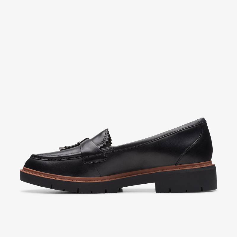 Black Leather Clarks Westlynn Bella | CLKS-85362