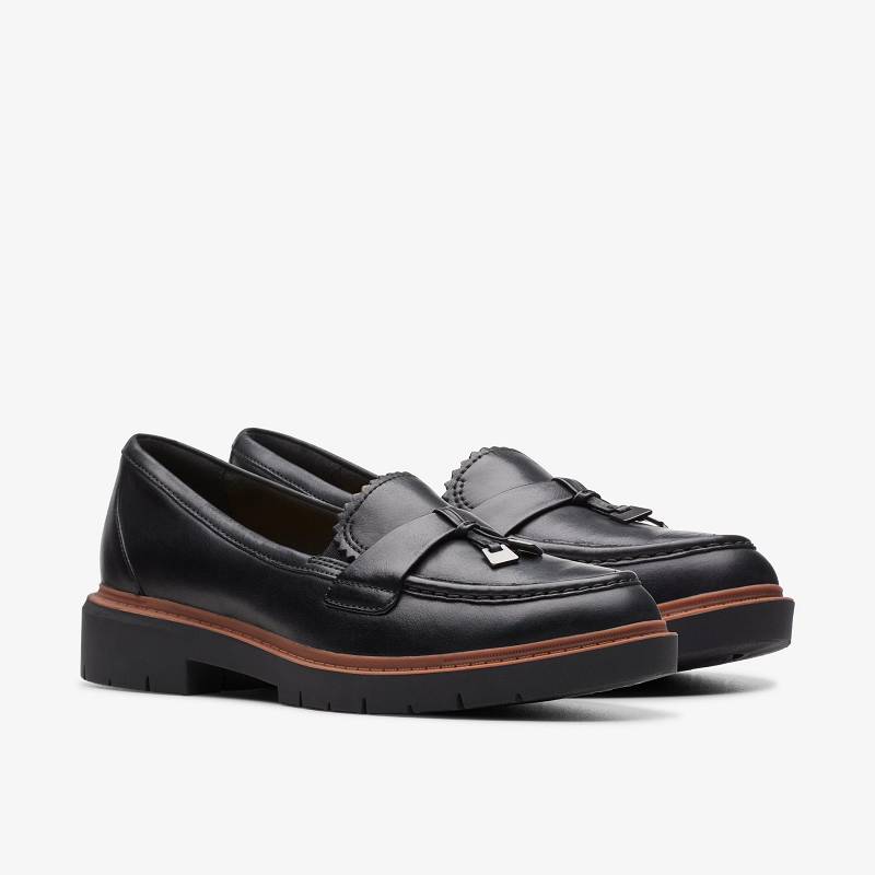 Black Leather Clarks Westlynn Bella | CLKS-85362