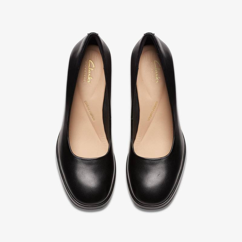 Black Leather Clarks Zoya 85 Court | CLKS-85263