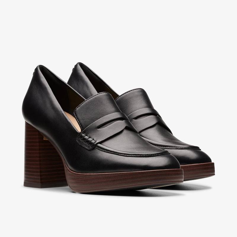 Black Leather Clarks Zoya 85 Walk | CLKS-85072