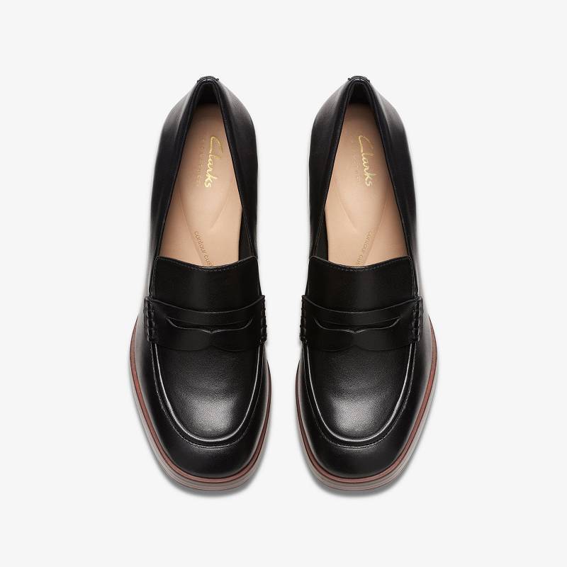 Black Leather Clarks Zoya 85 Walk | CLKS-85072