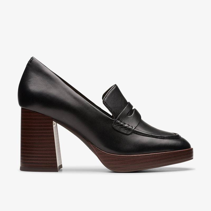 Black Leather Clarks Zoya 85 Walk | CLKS-85072