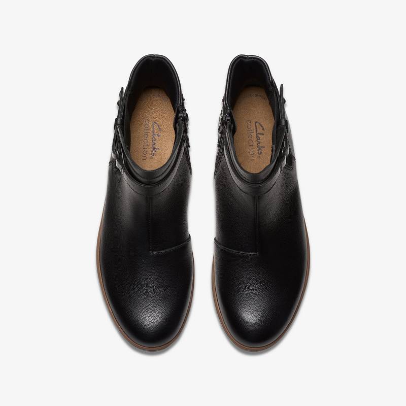 Black Leather Clarks Zylah Faye | CLKS-85460