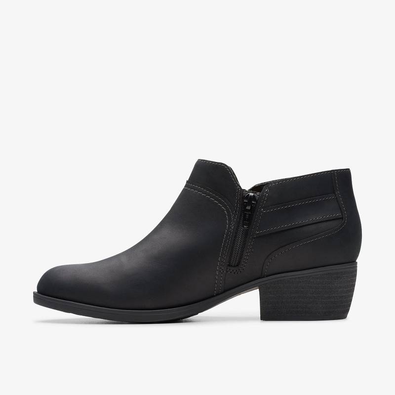 Black Oily Leather Clarks Charlten Grace | CLKS-85544