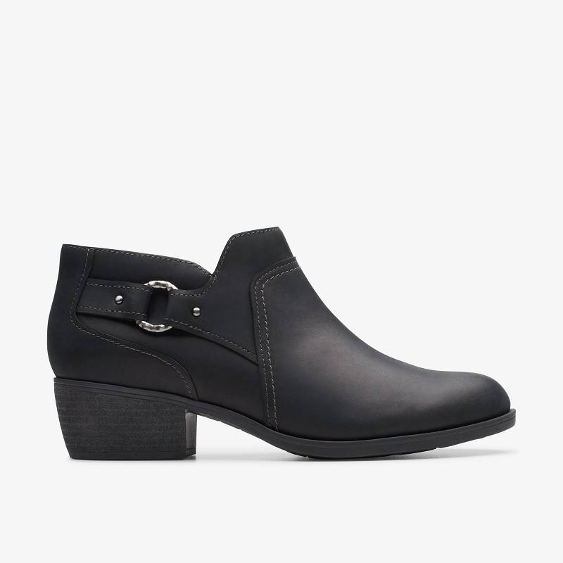 Black Oily Leather Clarks Charlten Grace | CLKS-85544