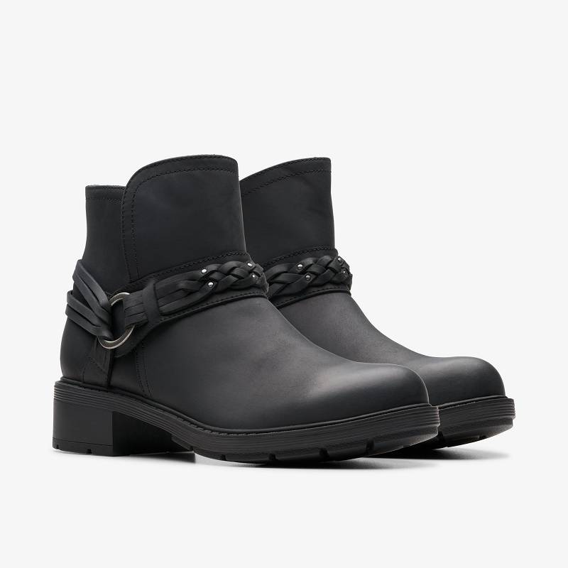 Black Oily Leather Clarks Hearth Kaylie | CLKS-85589