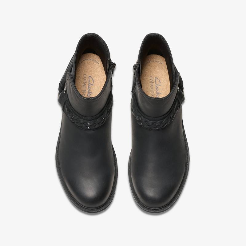 Black Oily Leather Clarks Hearth Kaylie | CLKS-85589