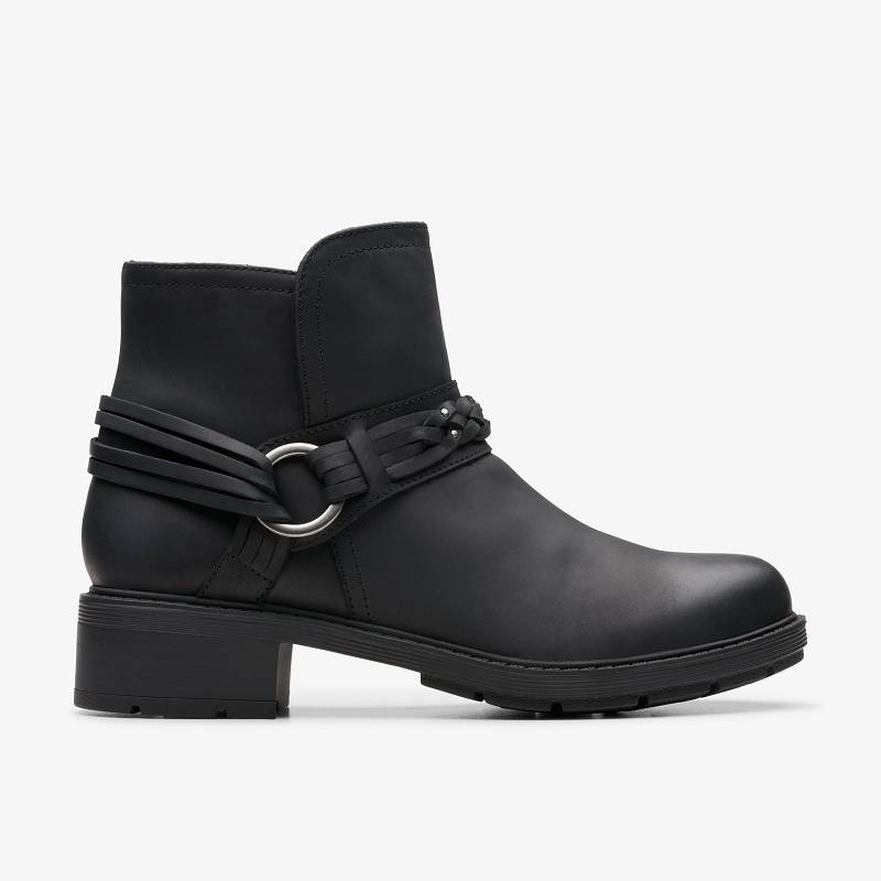 Black Oily Leather Clarks Hearth Kaylie | CLKS-85589