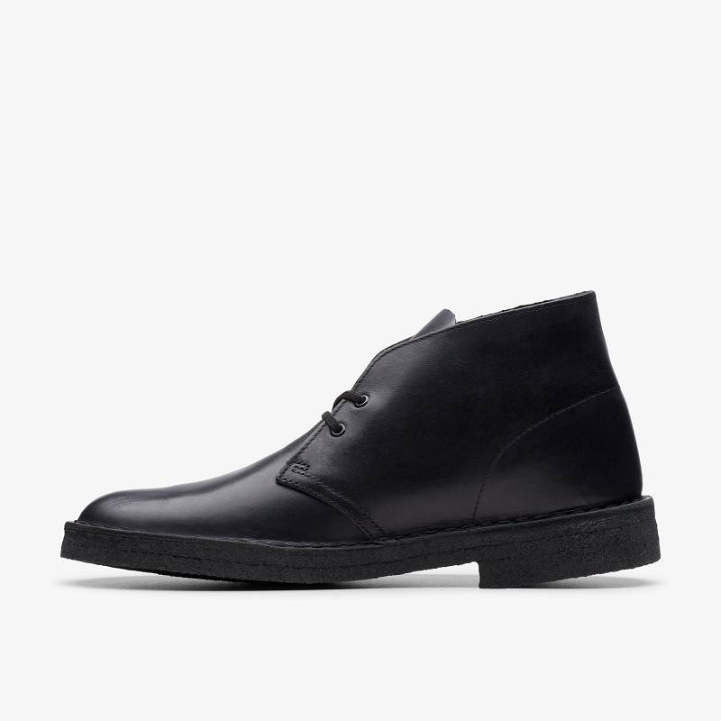 Black Polished Clarks Desert Boot | CLKS-84468