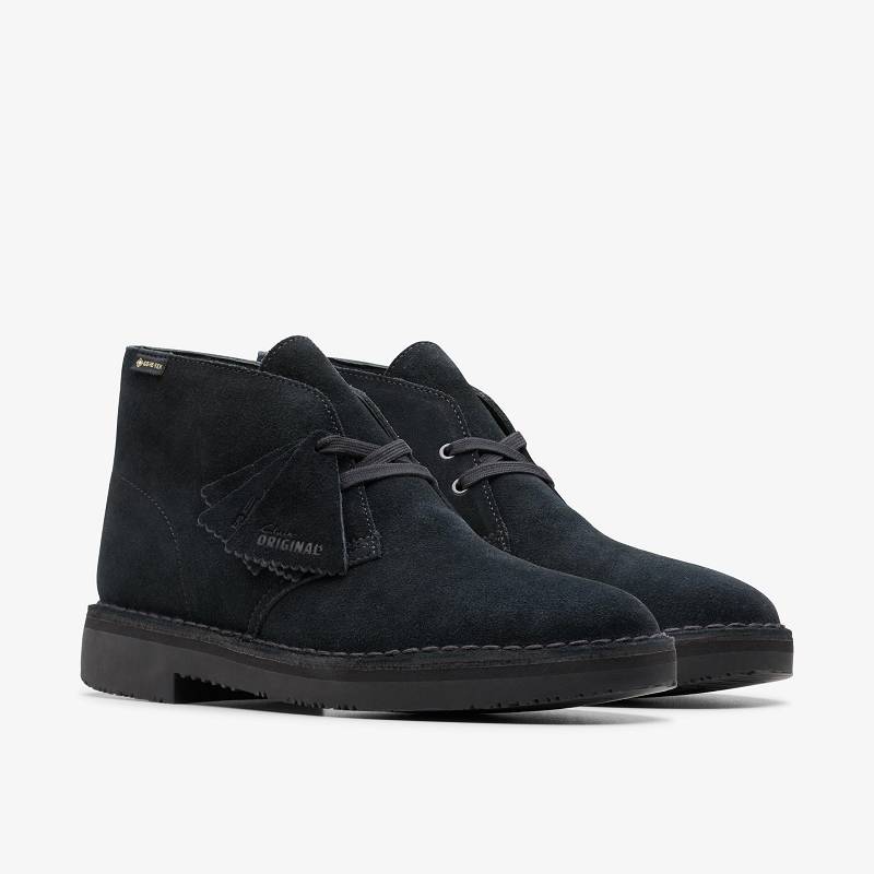 Black Suede Clarks Desert Boot Gore-Tex | CLKS-84611