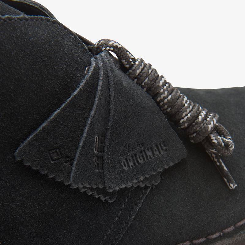 Black Suede Clarks Desert Boot Gore-Tex | CLKS-84611