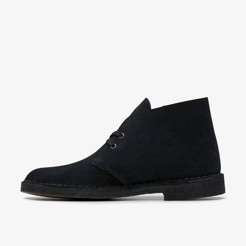 Black Suede Clarks Desert Boot | CLKS-84616