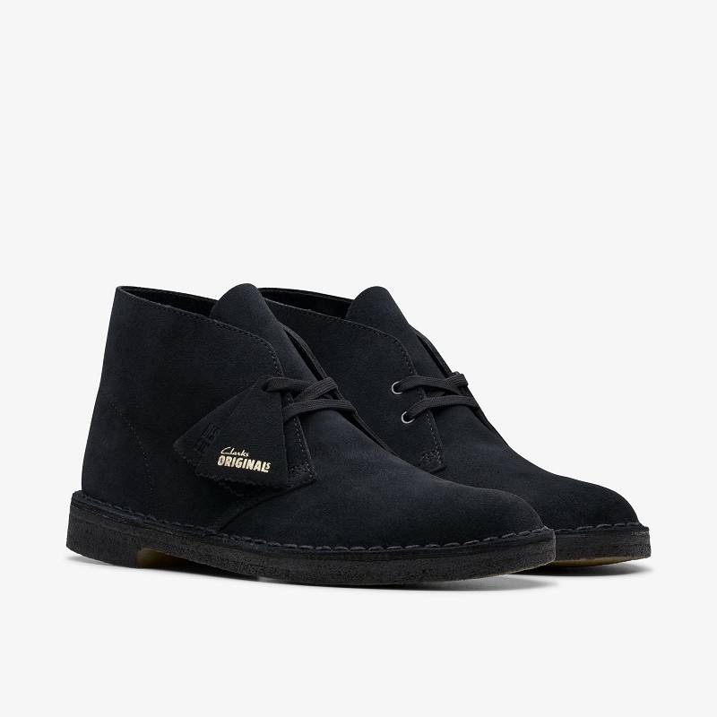 Black Suede Clarks Desert Boot | CLKS-84616