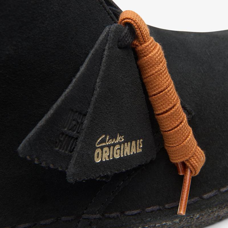 Black Suede Clarks Desert Boot | CLKS-84616