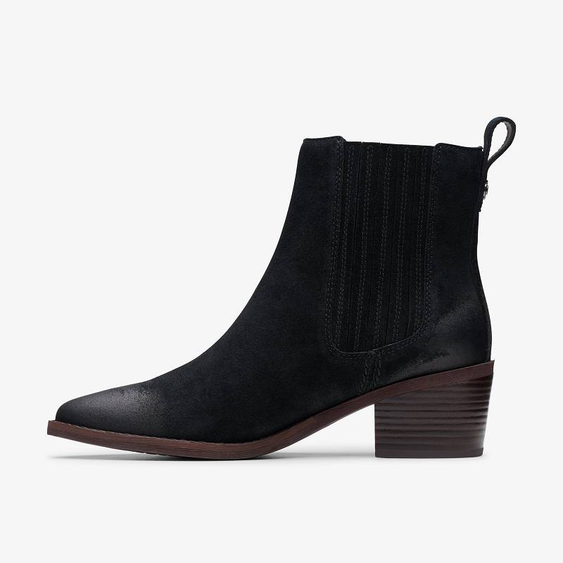 Black Suede Clarks Morzine Top | CLKS-85521