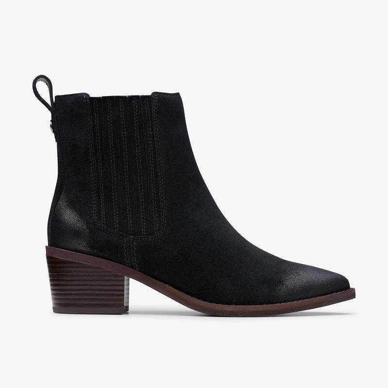 Black Suede Clarks Morzine Top | CLKS-85521