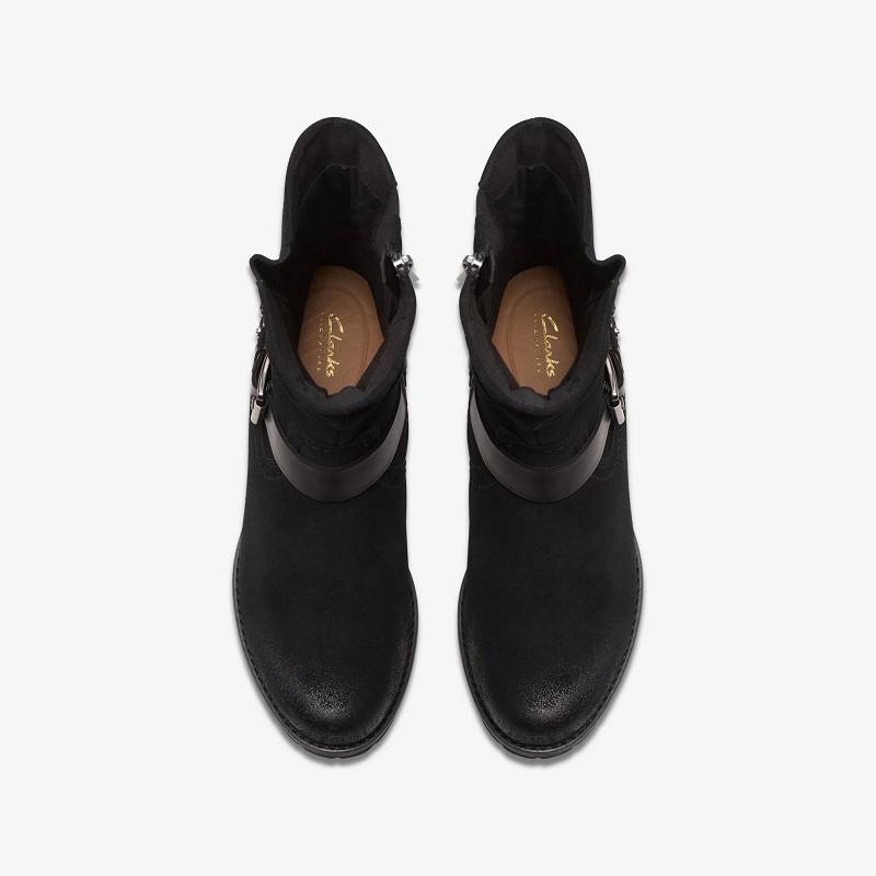 Black Suede Clarks Nissini Pearl | CLKS-85497