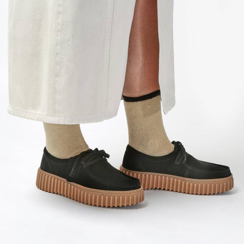 Black Suede Clarks Torhill Bee | CLKS-84699