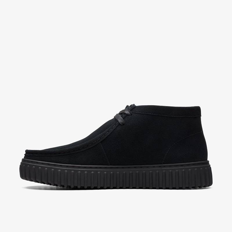 Black Suede Clarks Torhill Hi | CLKS-84576