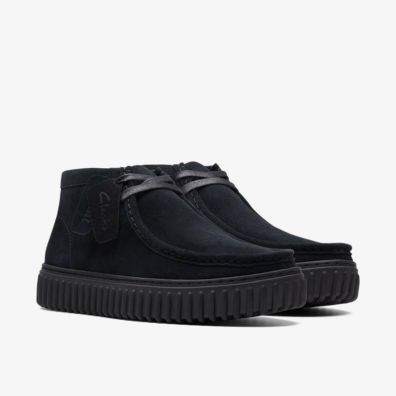 Black Suede Clarks Torhill Hi | CLKS-84576