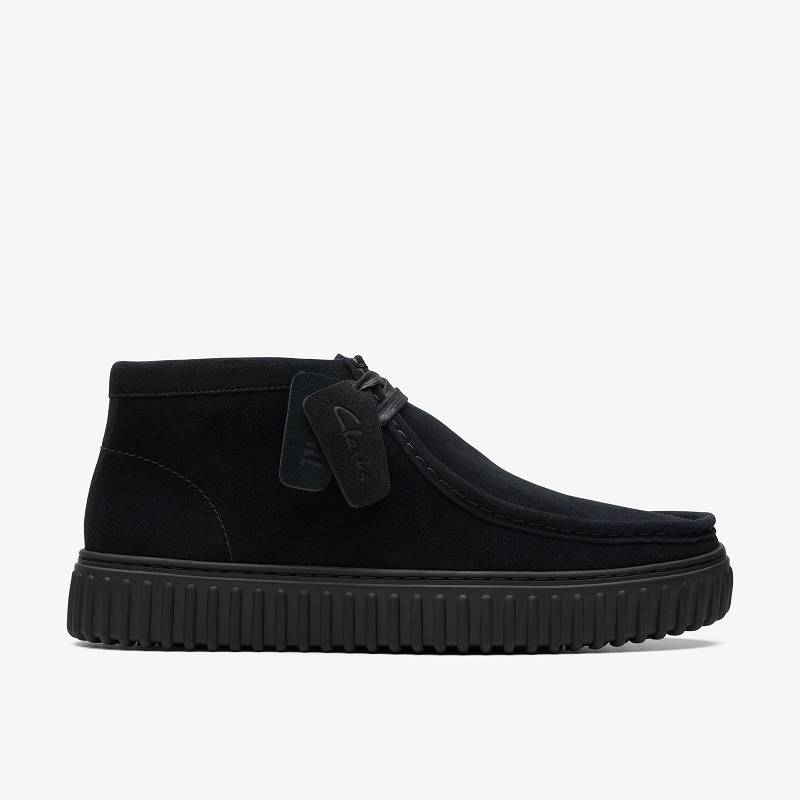 Black Suede Clarks Torhill Hi | CLKS-84576