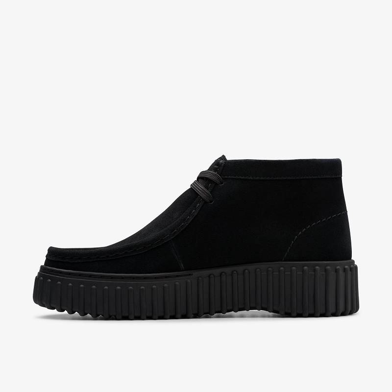 Black Suede Clarks Torhill Moss | CLKS-85486