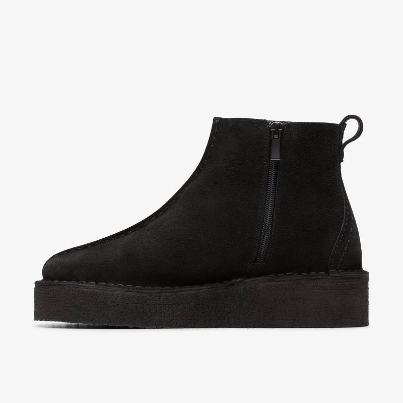 Black Suede Clarks Trek Wedge Boot | CLKS-85613