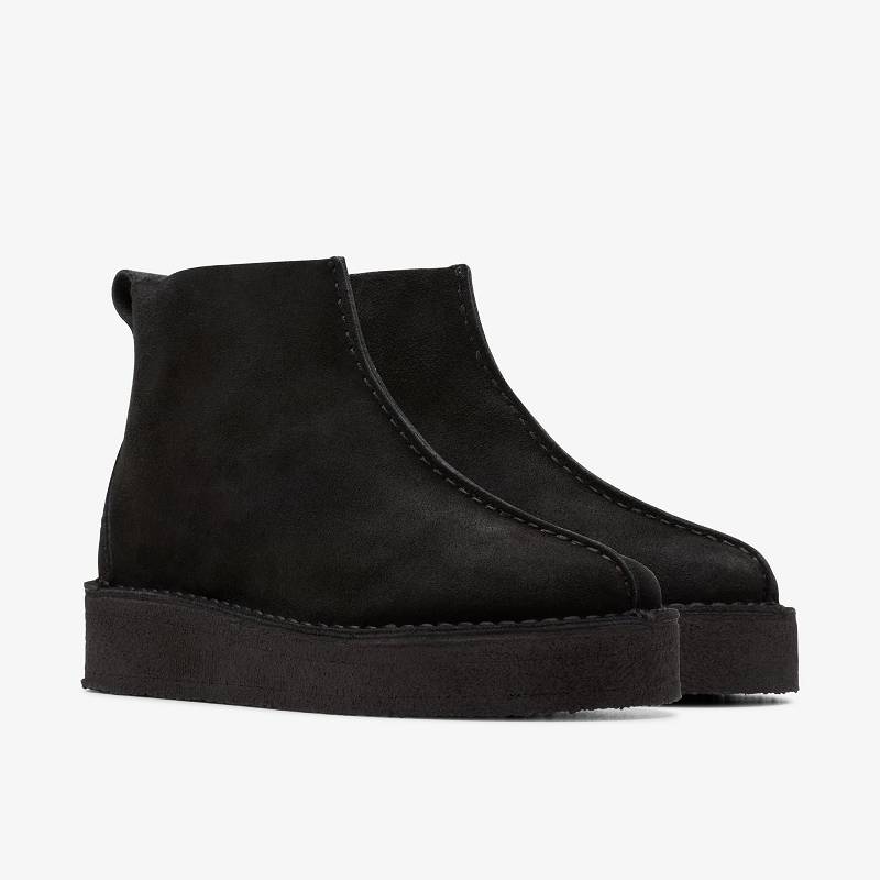 Black Suede Clarks Trek Wedge Boot | CLKS-85613