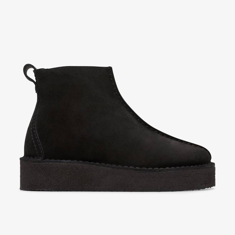 Black Suede Clarks Trek Wedge Boot | CLKS-85613