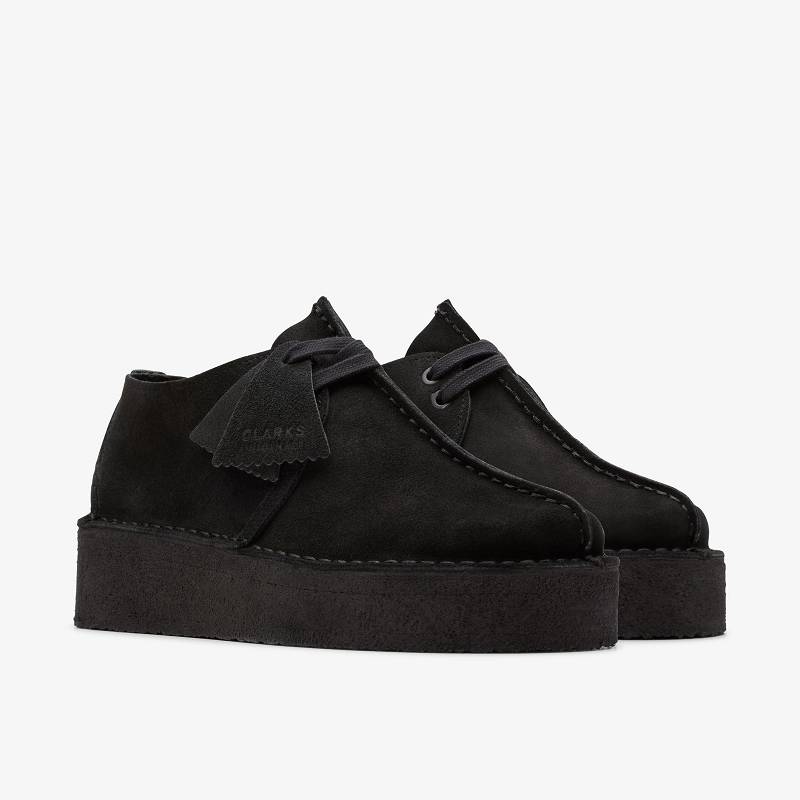 Black Suede Clarks Trek Wedge | CLKS-84679