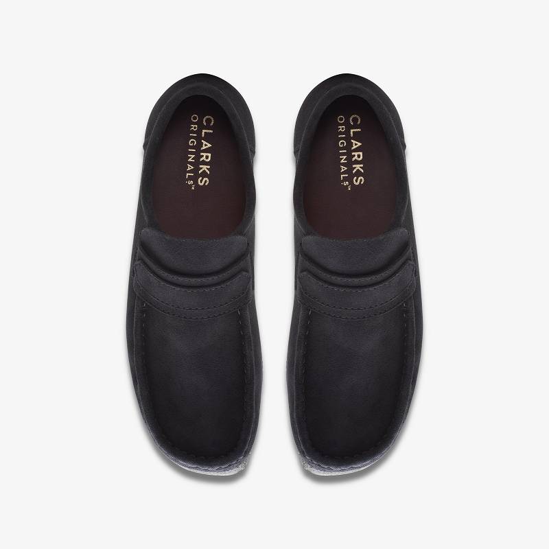 Black Suede Clarks Wallabee Loafer | CLKS-84505