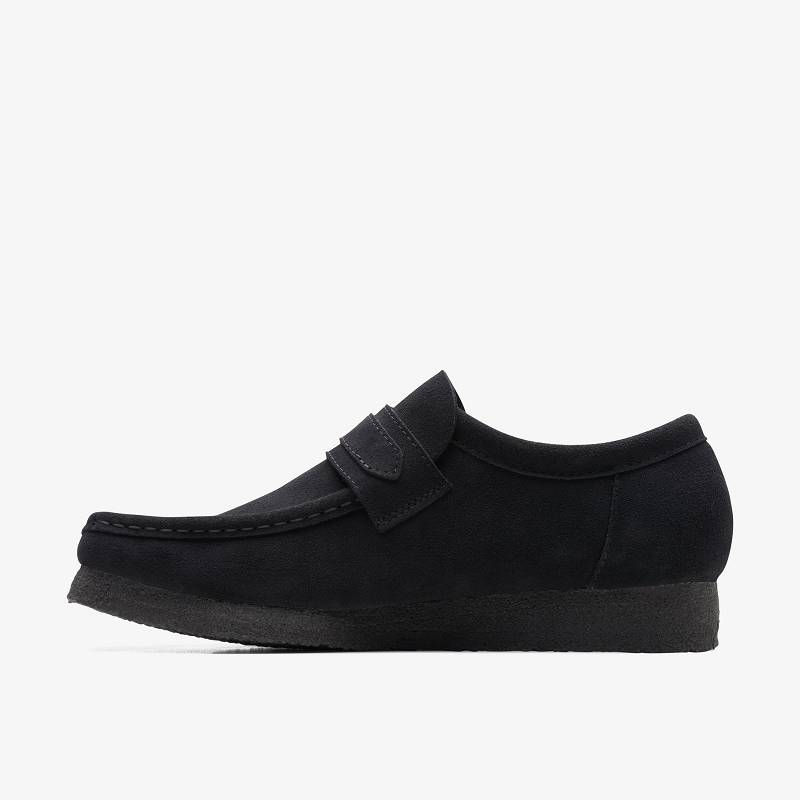 Black Suede Clarks Wallabee Loafer | CLKS-84298