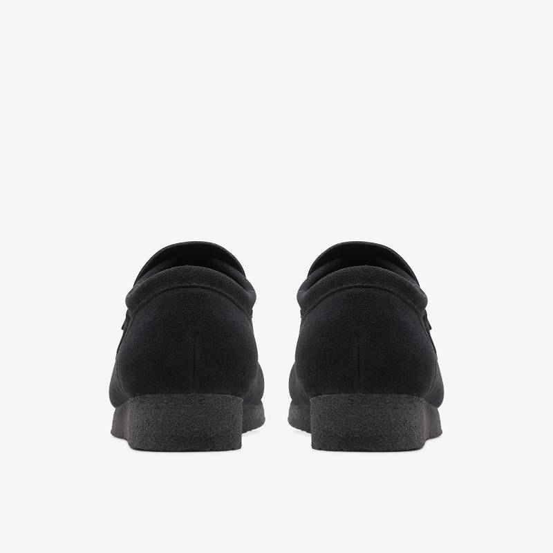 Black Suede Clarks Wallabee Loafer | CLKS-84298