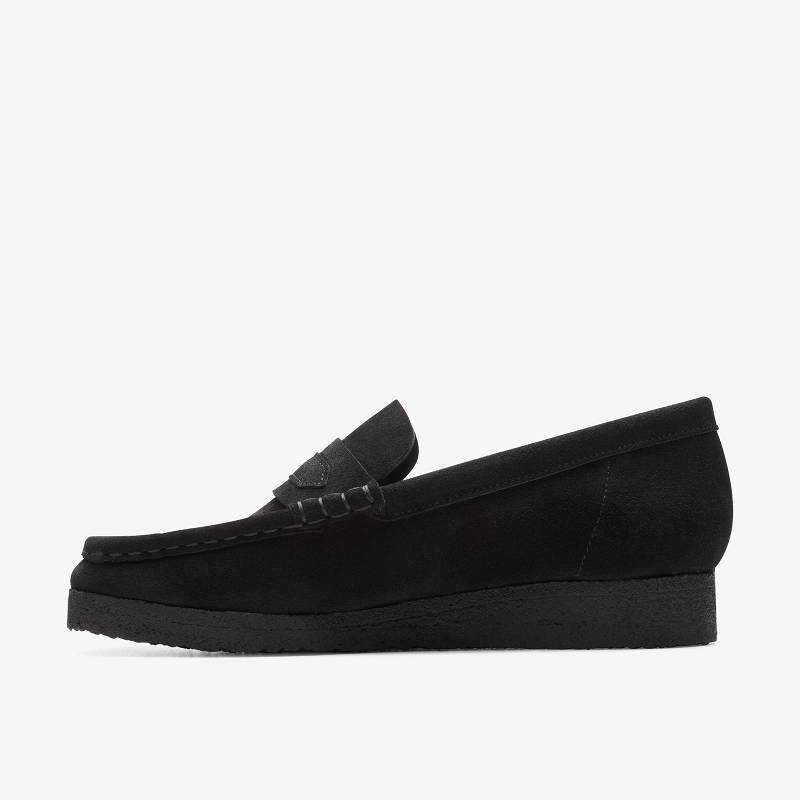 Black Suede Clarks Wallabee Loafer | CLKS-84823