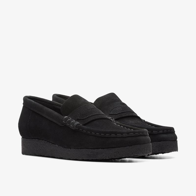 Black Suede Clarks Wallabee Loafer | CLKS-84823