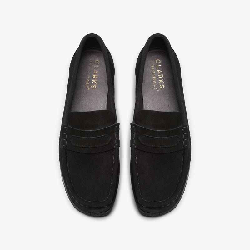 Black Suede Clarks Wallabee Loafer | CLKS-84823