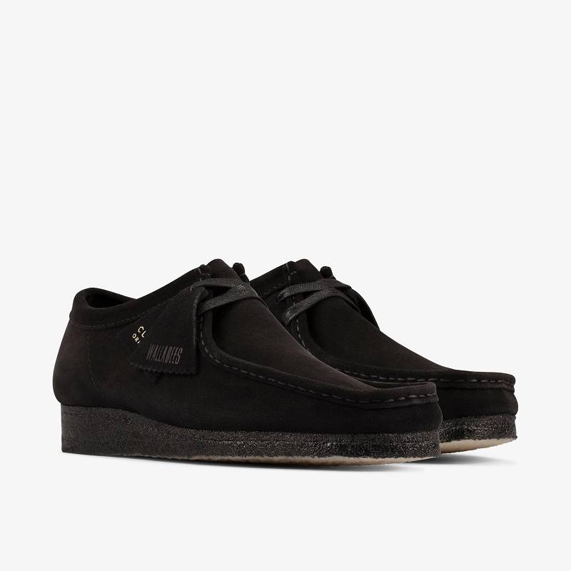 Black Suede Clarks Wallabee | CLKS-84493