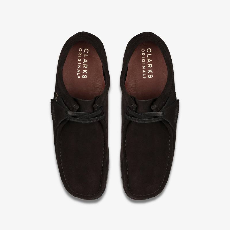 Black Suede Clarks Wallabee | CLKS-84493