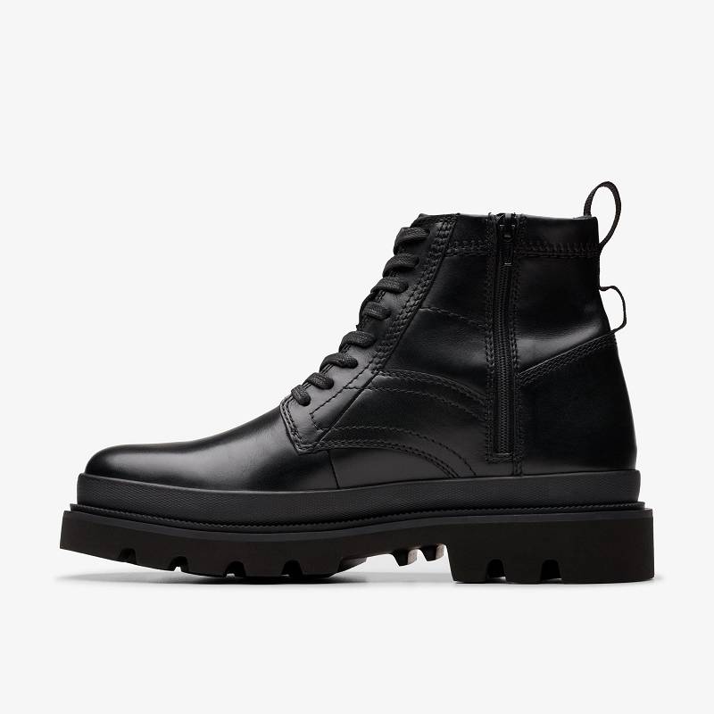 Black Warmlined Leather Clarks Badell Hi Waterproof | CLKS-84572