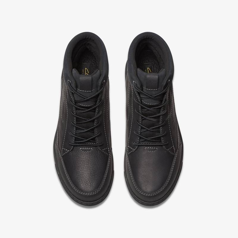 Black Warmlined Leather Clarks Mapstone Hi Gore-Tex | CLKS-84550