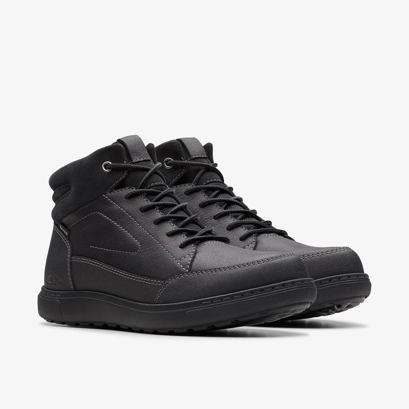 Black Warmlined Leather Clarks Mapstone Hi Gore-Tex | CLKS-84550