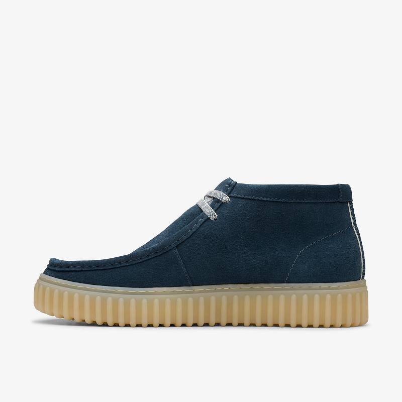 Blue Suede Clarks Torhill Hi | CLKS-84586