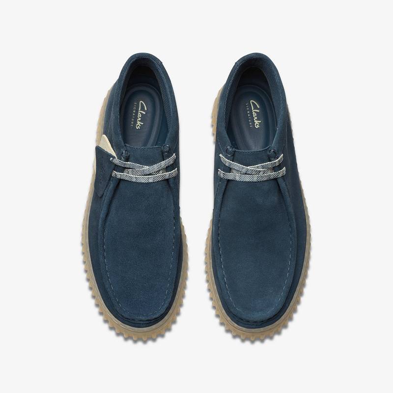 Blue Suede Clarks Torhill Hi | CLKS-84586