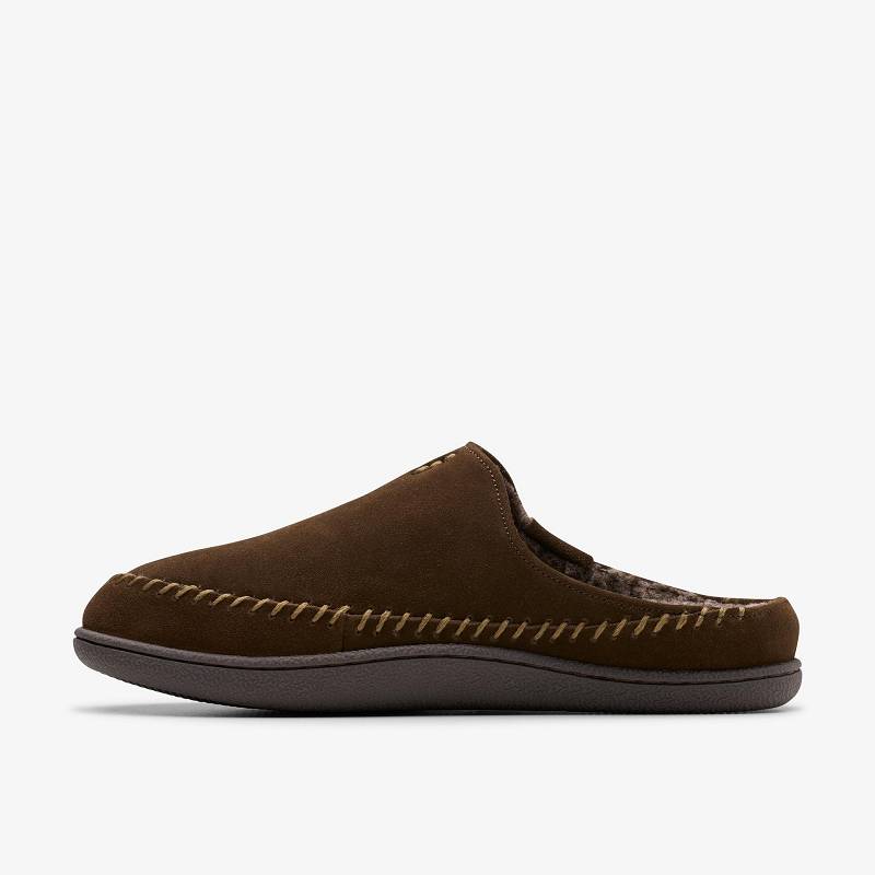 Brown Clarks Frien Wall Slippers | CLKS-84207