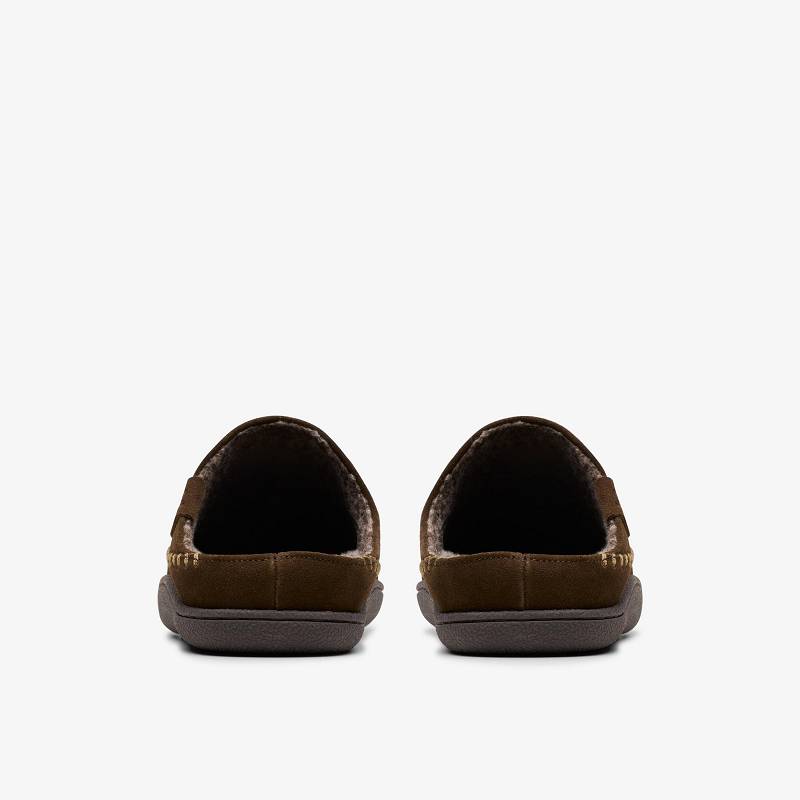 Brown Clarks Frien Wall Slippers | CLKS-84207