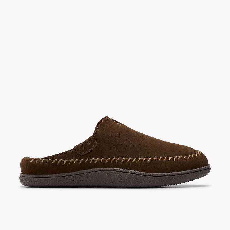 Brown Clarks Frien Wall Slippers | CLKS-84207