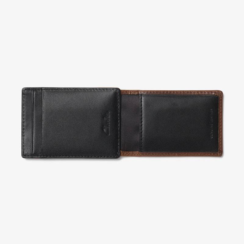 Brown Clarks Pebble Wide Money Clip Wallet | CLKS-84165