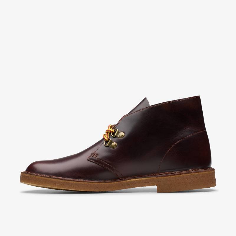 Burgundy Leather Clarks Desert Boot Hiker | CLKS-84591