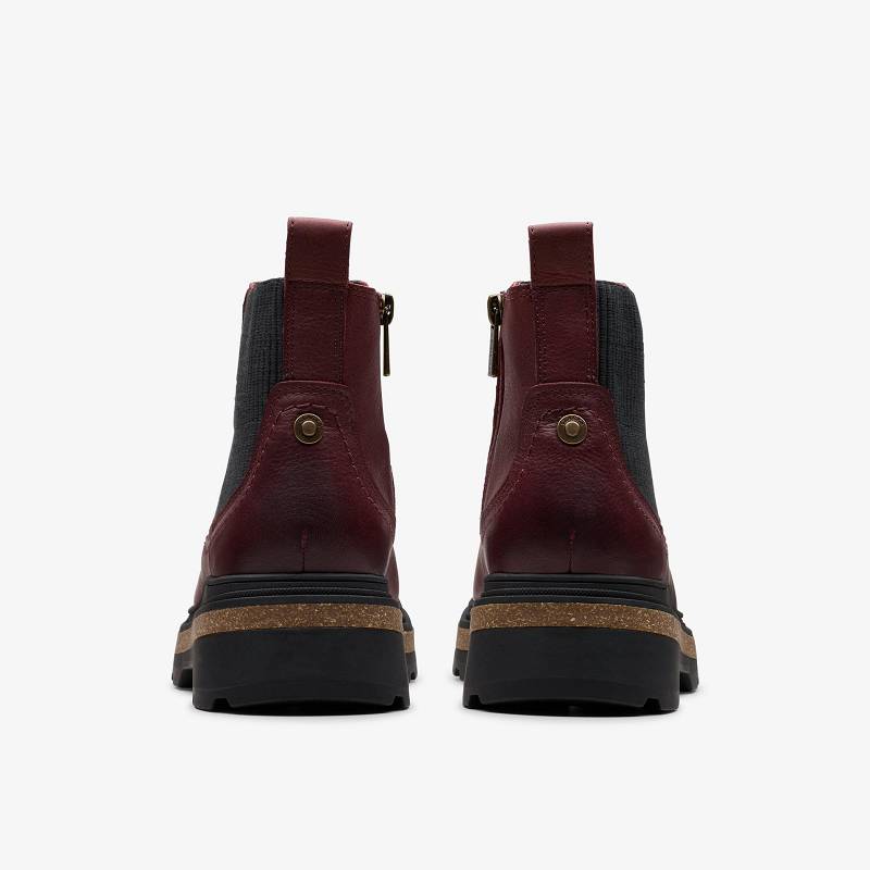 Burgundy Leather Clarks Hencroft Step Waterproof | CLKS-85513